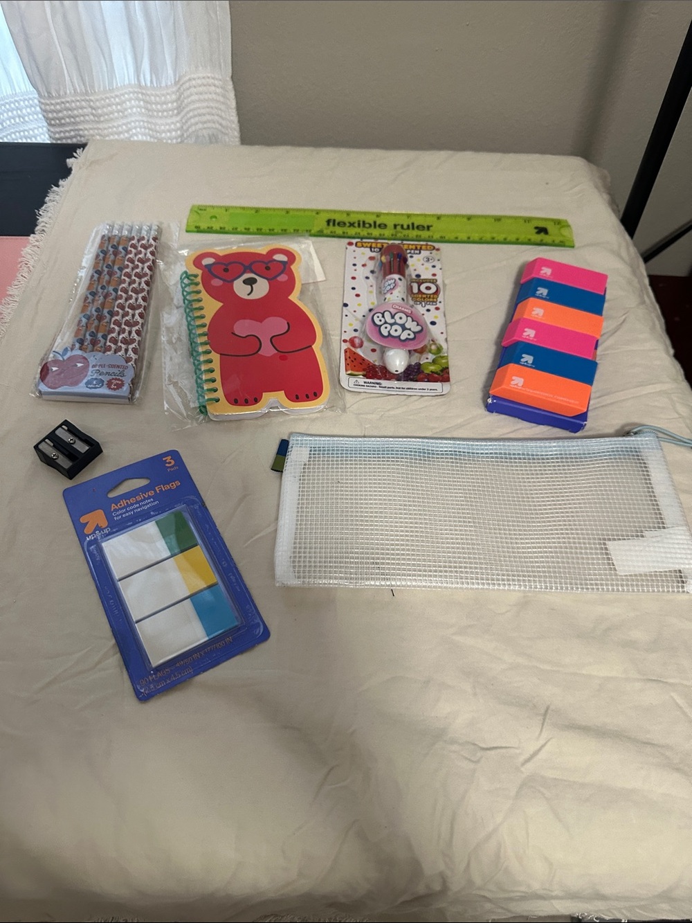 Cute Red Bear Spiral Notebook + Assorted School Supplies Set NWT